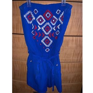 Blue Romper with Embroidery